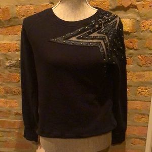 Pam&Gela Black Sweatshirt with Star Detail. Sz Sm